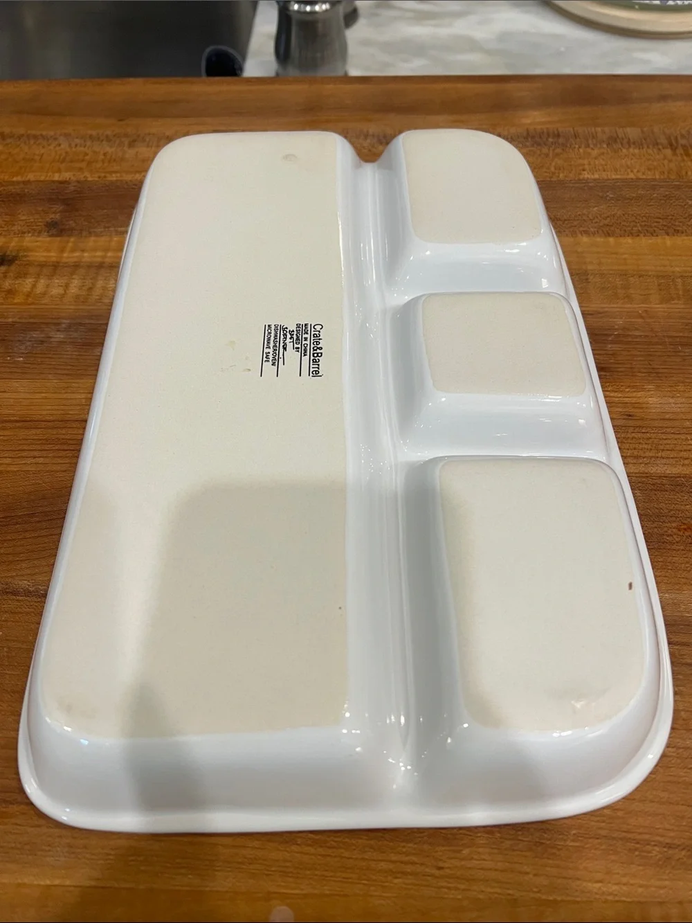 Crate&Barrel White Sectioned Ceramic Serving Platter